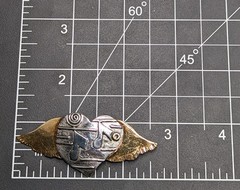 Artisan Sterling Silver Mixed Metal Music Notes Winged Heart BROOCH Signed Roné