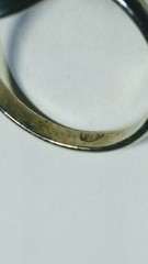 CUTE NATURAL DALMATIAN PETRIFIED WOOD IN STERLING SILVER.925 RING SIZE 6.0-6.25