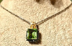 REDUCED: Chartreuse Quartz Triplet necklace w/ topaz & zircon