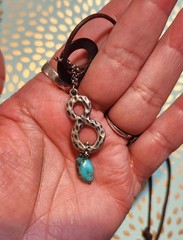Chan Luu artisan bohemian cluster of charms and dark Brown Leather cord Necklace