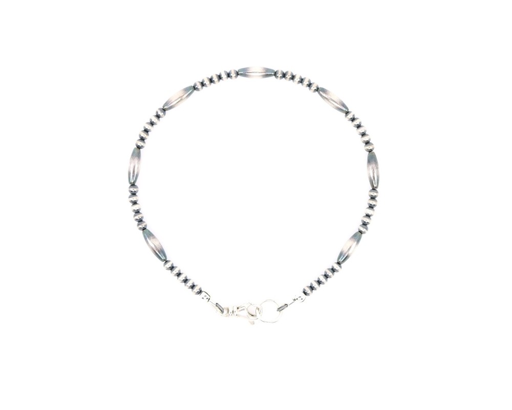 3mm Navajo Pearls Bracelet, .925 Sterling Silver Navajo Pearls Beaded Jewelry