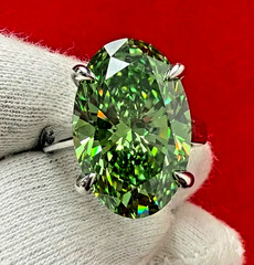 RARE 7.50 Ct Certified Leaf Green Diamond Ring, Great Sparkle, FREE Studs