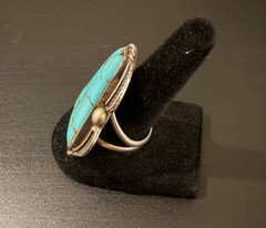 Silver Ring Handmade With Bisbee Turquoise Size 7.75