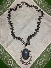 Lovely Handmade Denim Lapis, Cultured Pearls, Crystal & Sterling Silver Necklace