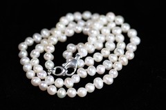 Pearl 4mm x 6mm Potato Shape Natural FW Pearls White Necklace 21″ Handmade