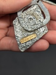 J Jansen Brustalist Modernist Silver Gold Tone Crystal Pendant Necklace