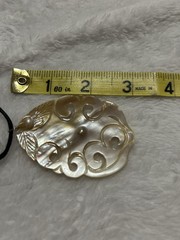 Mother Of Pearl Carved Pendant Necklace On Black Cord