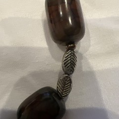 Sterling Unisex Brown And Green Guatemalan Stone Stretc Bracelet M -XL
