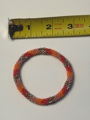 Sashka Bracelet Handmade Boho Chic Crochet Beaded Roll-On Orange Red Gold Pink