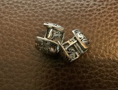 Silver Filigree Scroll Hoop Earrings Boho Western Artisan VTG Sundance Style