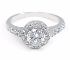 Romantic Sterling Silver Halo Styled Ring with simulated diamonds | New!!*