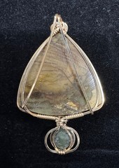 Natural Jasper Pendant Wrapped in Gold Wire