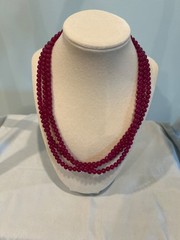 Handcrafted Real Red Rose Ruby Bead Necklace