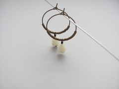 Pikake Flower Hoop Earrings Hawaiian Jewelry Antiqued Brass Boho Bohemian Beaded