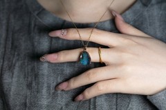 Minimalist Rectangle Australian Boulder Opal Diamond Engagement Ring 18K Gold