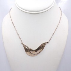 Vtg Arts & Crafts Sterling Silver Modernist Pendant Paperclip Chain 17″ LLE4