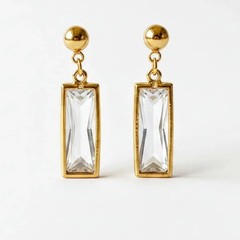 Geometric Crystal Drop Earrings, Gold Statement Jewelry, Gift for Her