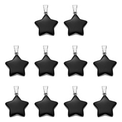 10 Pcs Star Stone Pendants, 20mm Natural Crystal Star Charm Black