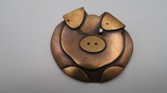 Vintage Artisan Hand Made Pig Pendant 5.6cm NB8