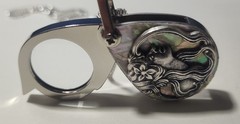 Magnifying Glass Victorian Art Nouveau Lady Face Mother of Pearl Loupe Pendant