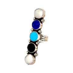 Joelias Draper, Ring, Multi-Stone, Sterling Silver, Navajo, 8 1/2