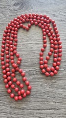 Hand Knotted Red Howlite Stone Beaded Necklace 30″ Continuous No Clasp