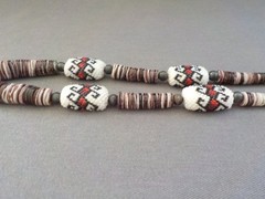 Woven Seed Bead Pendant Necklace Sterling Silver Handmade Shell Disc Pearl
