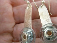 Bonny Signed Sterling Silver Blue Glass Accent Hook Earrings 3.9g 1.75 Inch Long