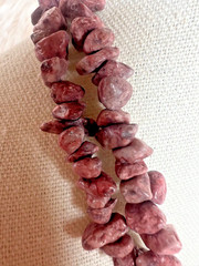 2 Necklaces Natural Stone Organic Earthy Blue Sodalite & Pink Rhodonite Coastal