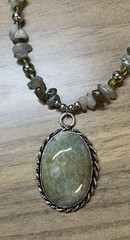 Prehnite Sage Green Pendant Necklace, Labradorite, Stainless & Green Accents WOW