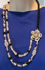 Artisan 26” Necklace. Vintage Glass Beads And Silver Plated Accessories