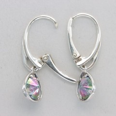 Faceted Teardrop MYSTIC TOPAZ Dangle Leverback Earrings 925 STERLING SILVER #4e