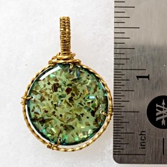 Wire-Wrapped 14/20 Gold-Filled Iridescent Glass Pendant