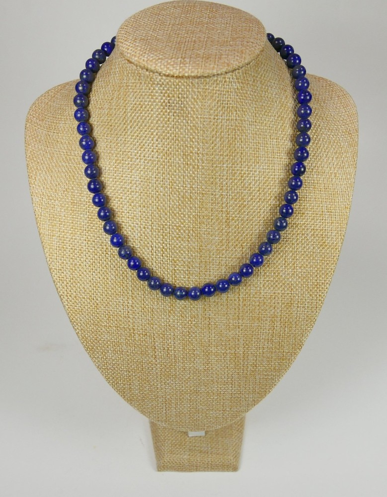 Beaded Lapis Lazuli Natural Gemstone Necklace Great Quality 18″