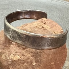 Handmade Men’s Silver Texture Copper Cuff Bracelet, Handmade Hammered