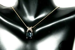 Vintage Gold Vermeil 925 Sterling Silver Dark Blue Sapphire X Pendant Necklace
