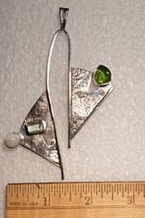 OOAK Sterling Silver + Semi-Precious Stones Pendant /Art Jewelry Designer Signed