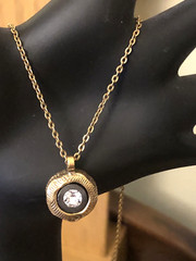 Rook & Crow Patricia Locke Detailed 20″ Gold Tone Necklace Pendant Crystal N304