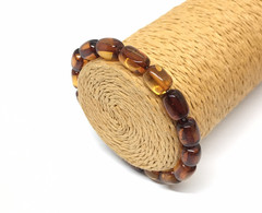 AMBER BRACELET Gift Barrel Natural BALTIC AMBER Beads Ladies Jewelry 7g 19329