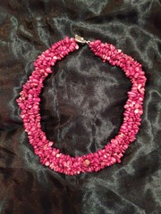 Handmade Triple Strand 16″ Genuine Red Coral Chip Necklace 125.5 Grams