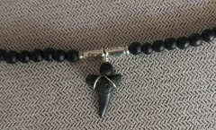 Sharks Tooth Black Wood Bead Necklace