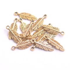 100Pcs Antique Silver/Gold/Bronze Feather Leaves Charm Pensant Finding15MM H3158