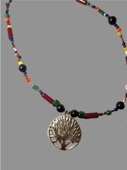 Multi-Color Tree of Life Pendant Beaded Necklace