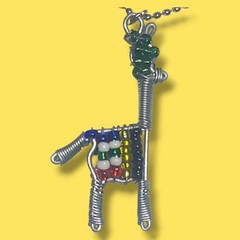 Wire Wrap Beaded Llama Or Giraffe Pendant Necklace