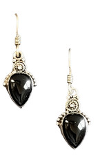 .925 Sterling Silver Black Onyx Teardrop Dangle Earrings – Free Shipping!