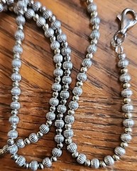 Vintage Italian Silpada Sterling Silver & Brass Fluted Beaded Necklace 24 Inches