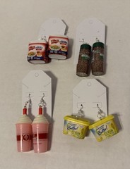 Handmade Zuru Mini Brands 4 Pairs Of Food EARRINGS Butter Thyme STERLING SILVER