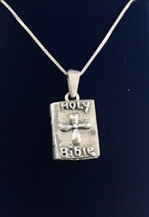 HOLY BIBLE PENDANT CHARM PRAYER BOX 925 STERLING SILVER WITH CROSS