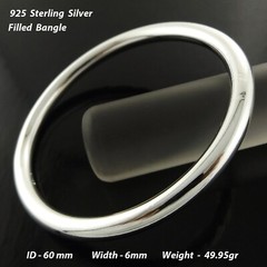 Bangle Real 925 Sterling Silver Filled 6mm Solid Bracelet Ladies Small Sz 60mm