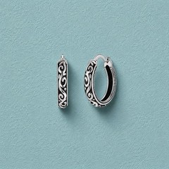 Sundance Silver Hoop Scroll Southwestern Earrings Boho Artisan VTG 925 Bali VTG